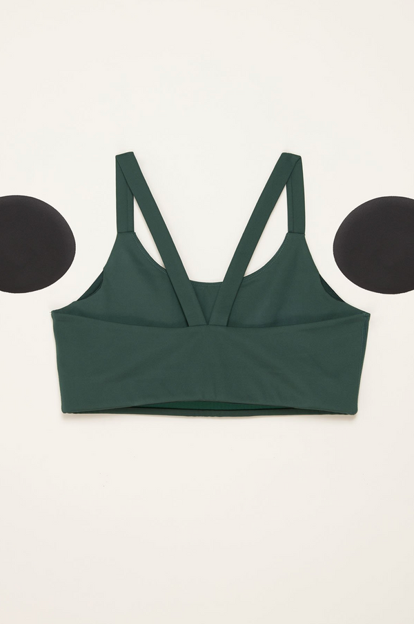 GIRLFRIEND COLLECTIVE Lou V-Back Bra in Moss FINAL SALE