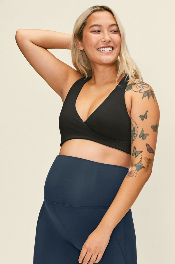 GIRLFRIEND COLLECTIVE May Crossover Nursing Bra in Black FINAL SALE