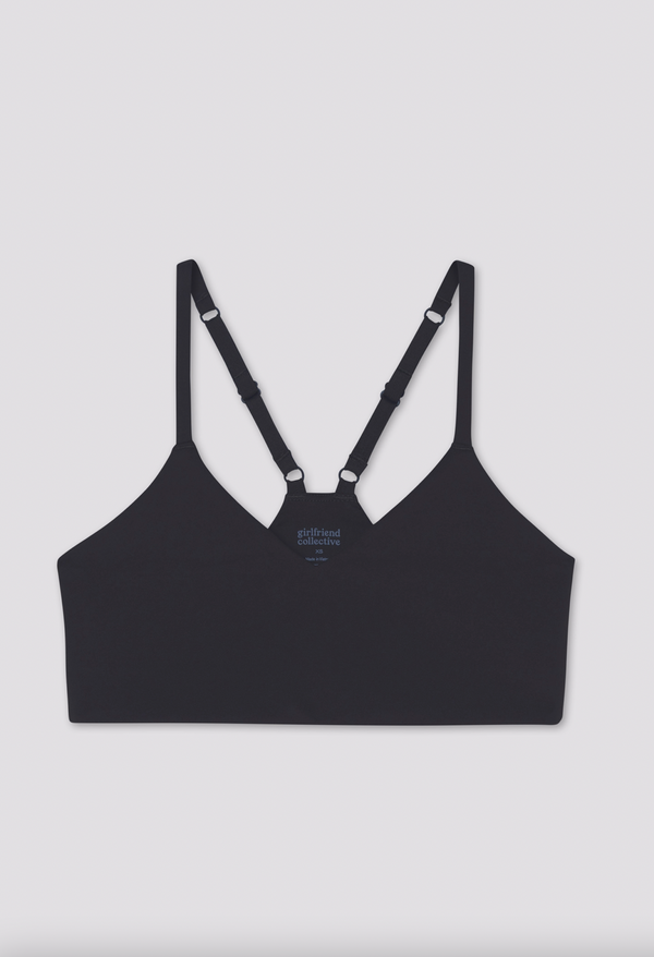 GIRLFRIEND COLLECTIVE V Neck Bralette in Black FINAL SALE