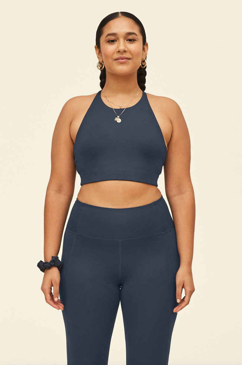 GIRLFRIEND COLLECTIVE Topanga Halter Bra in Midnight