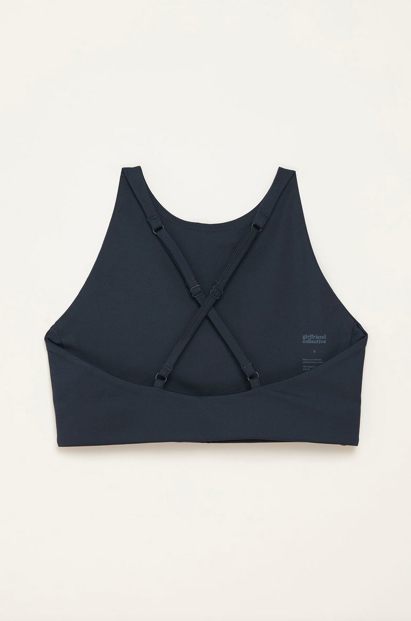 GIRLFRIEND COLLECTIVE Topanga Halter Bra in Midnight