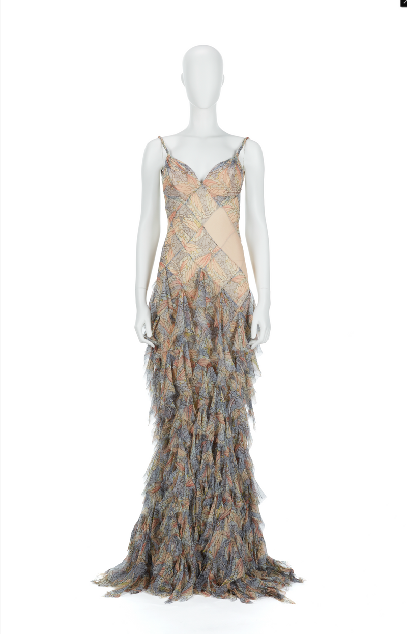 Alexander McQueen SS 2004 Deliverance RTW Dragonfly Stained Glass Skirt (38)