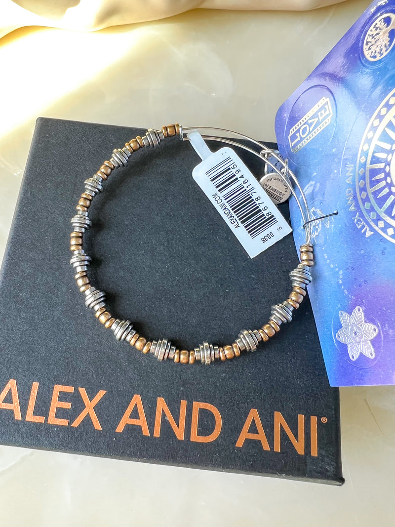 Alex and Ani Beaded Two Tone Bangle Bracelet