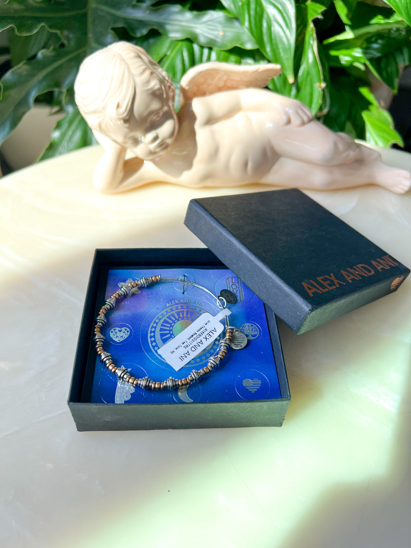 Alex and Ani Beaded Two Tone Bangle Bracelet