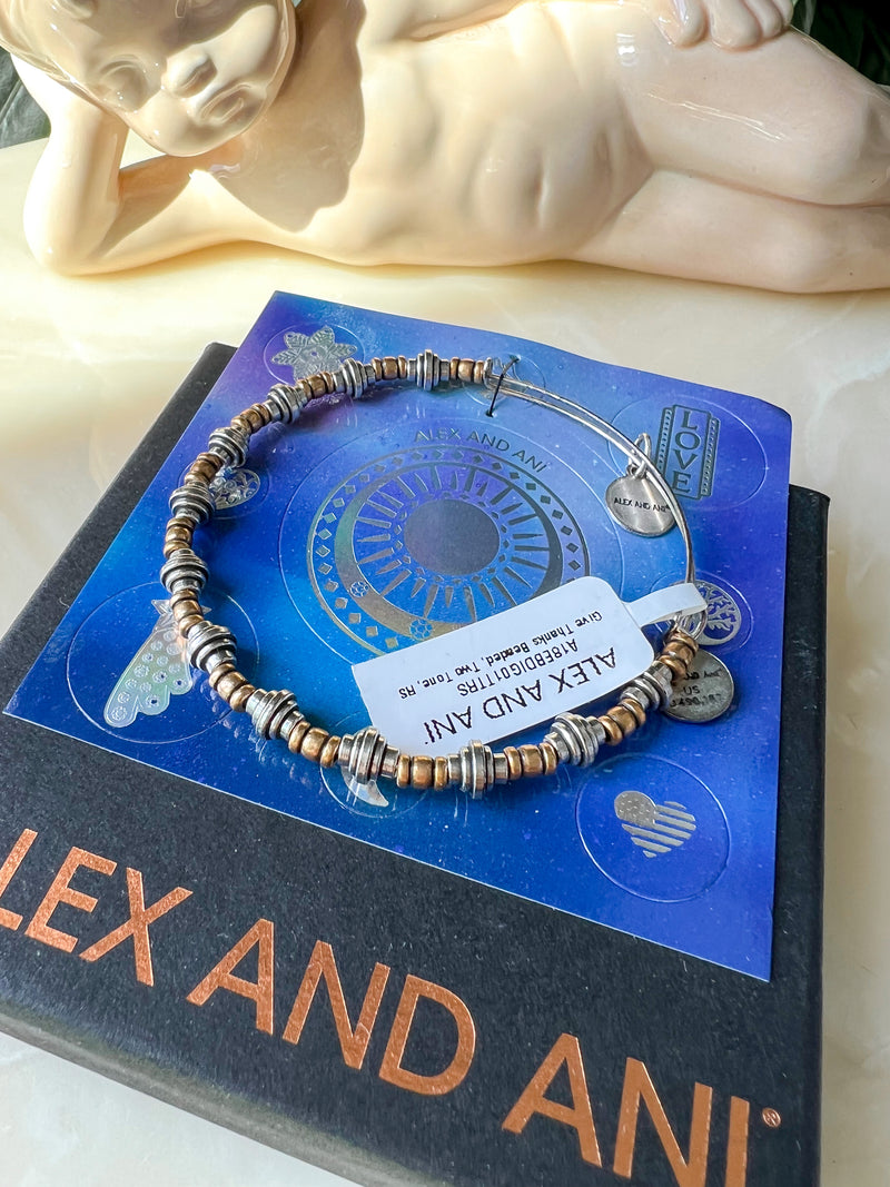 Alex and Ani Beaded Two Tone Bangle Bracelet