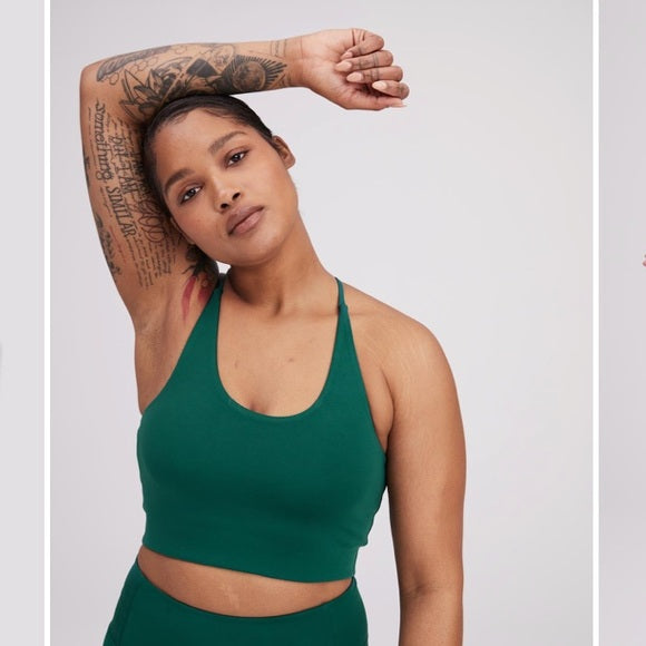 GIRLFRIEND COLLECTIVE Cleo Halter Bra in Biome FINAL SALE